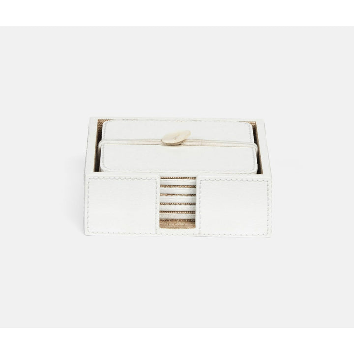 Brisbane Bright White Coasters Set Of 6 Square Marine Leather
