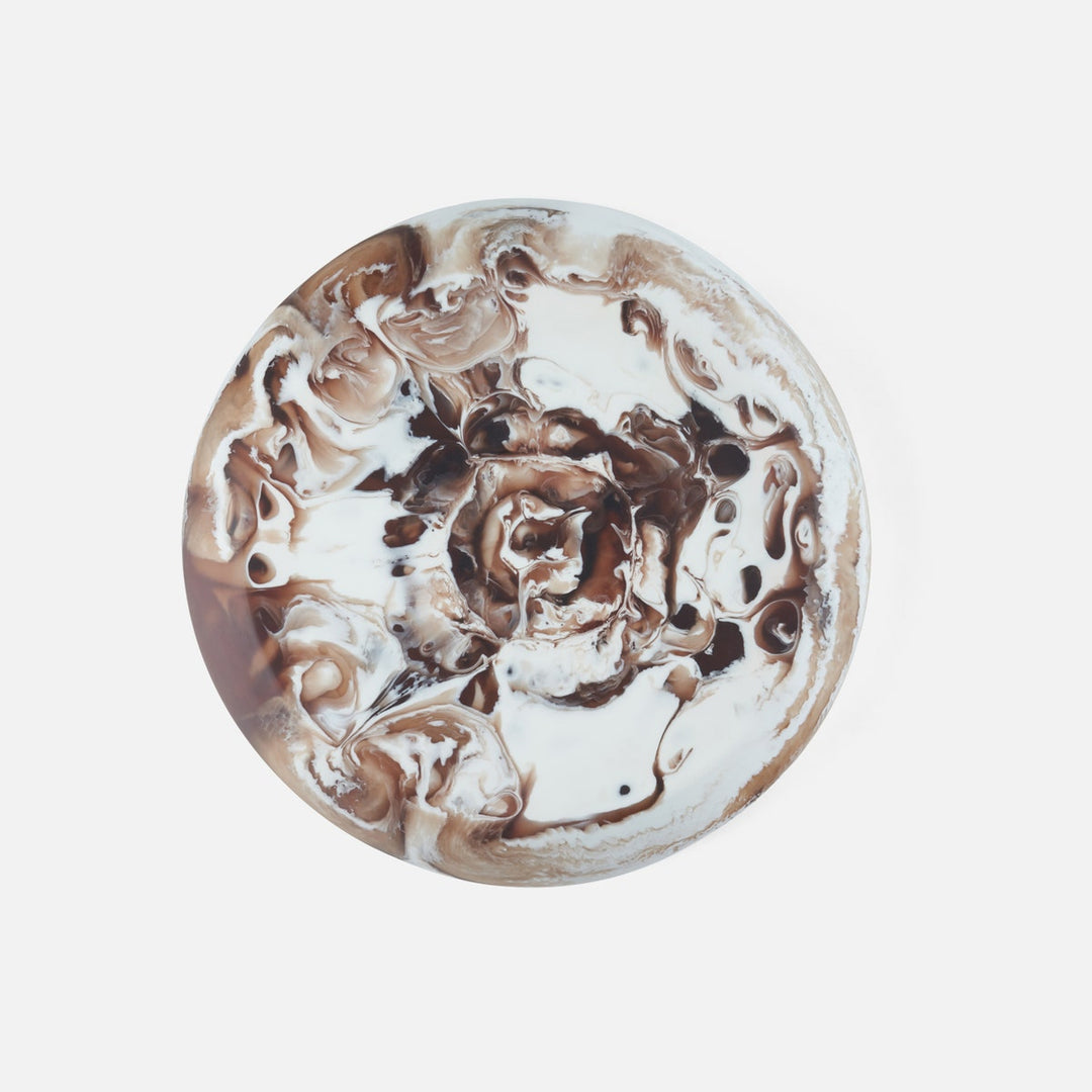 Hugo Brown Swirled Chip And Dip Bowl Resin
