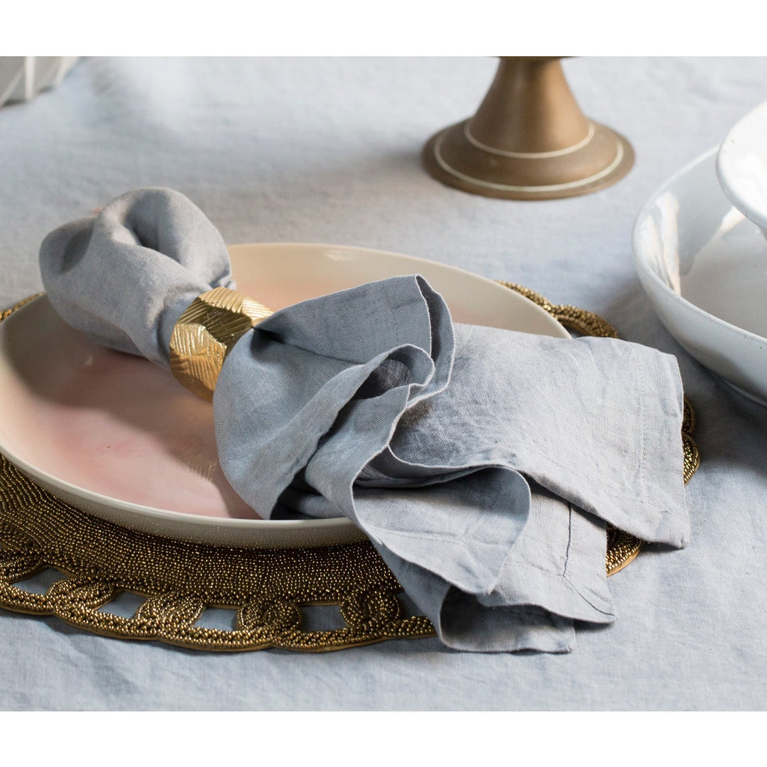 Johanna Stratus Gray Cocktail Napkin W/ Solid Hem 10X10 Pack/4