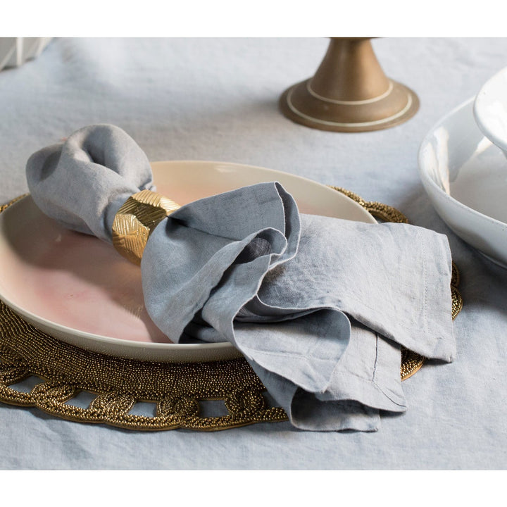 Johanna Stratus Gray Cocktail Napkin W/ Solid Hem 10X10 Pack/4