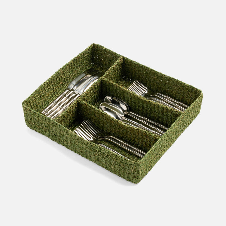 Voru Green Flatware Tray Abaca Fiber