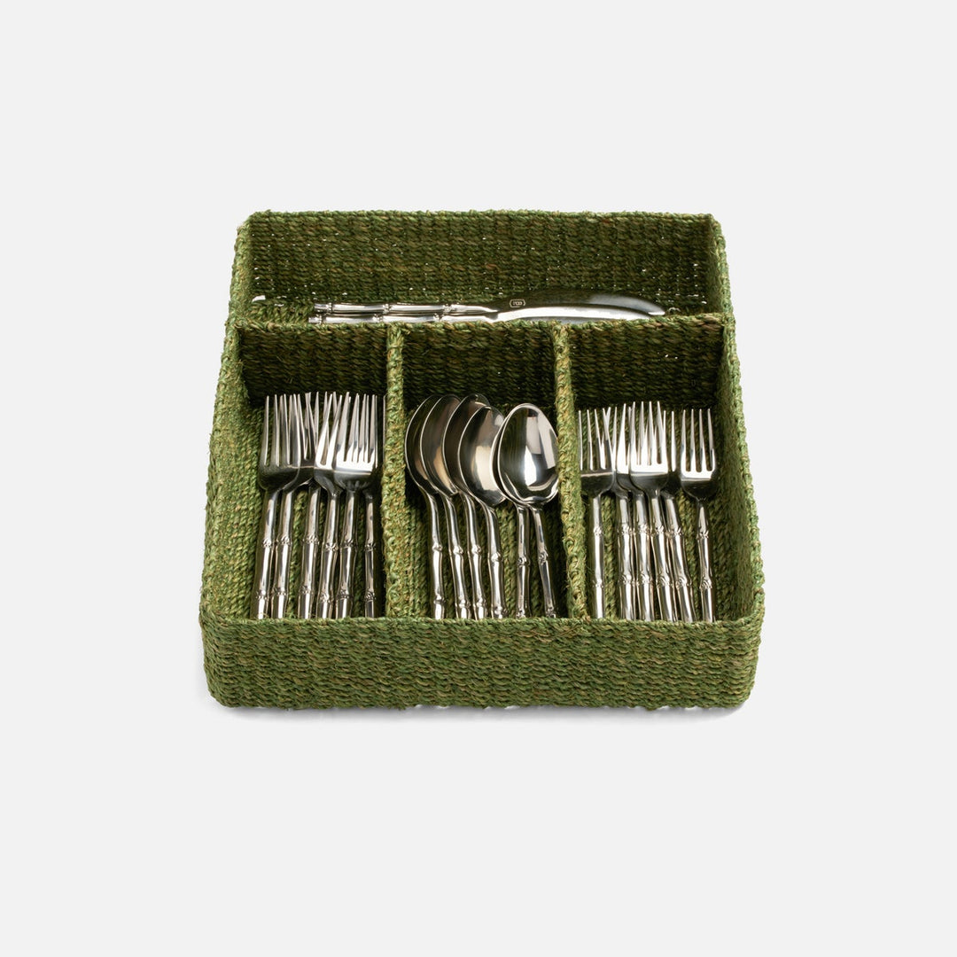 Voru Green Flatware Tray Abaca Fiber