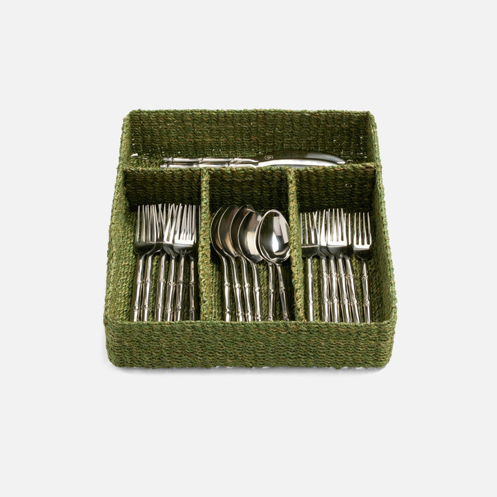 Voru Green Flatware Tray Abaca Fiber