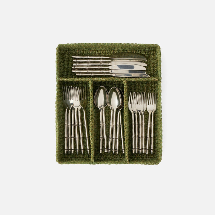 Voru Green Flatware Tray Abaca Fiber