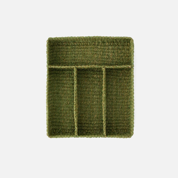 Voru Green Flatware Tray Abaca Fiber