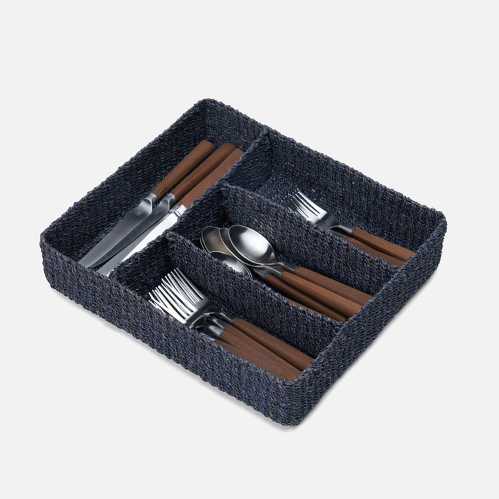 Voru Navy Flatware Tray Abaca Fiber