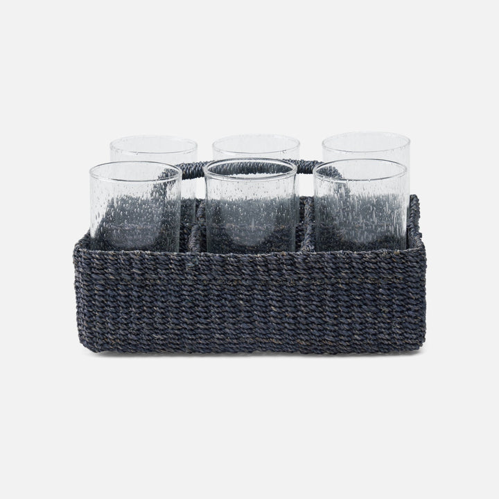 Voru Navy Glassware Caddy Abaca Fiber