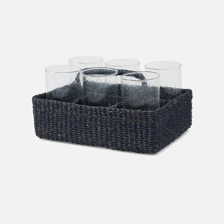 Voru Navy Glassware Caddy Abaca Fiber