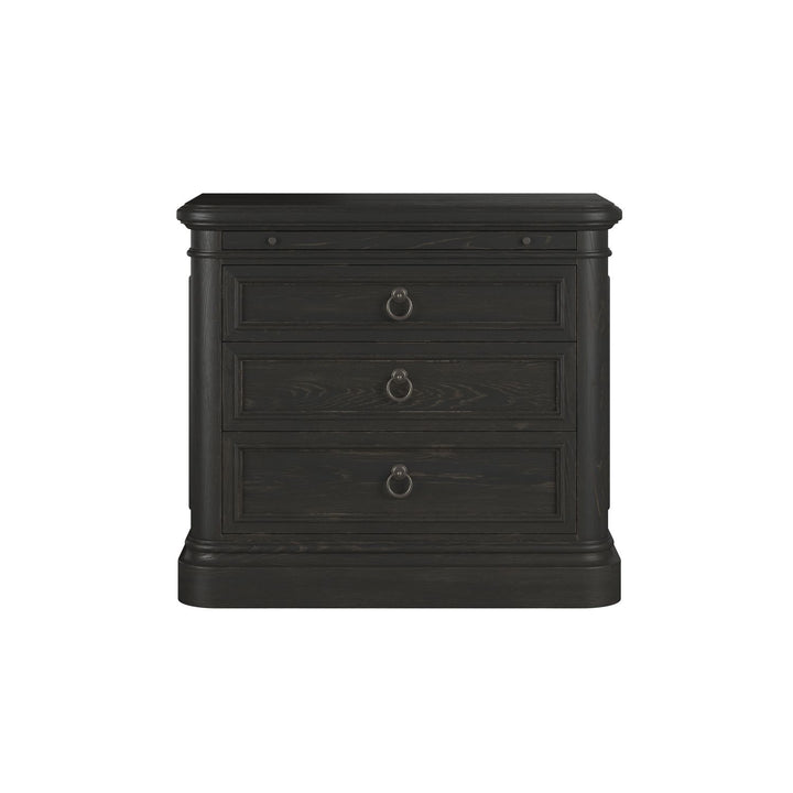 Atrium 3 Drawer Nightstand — hand rubbed black with undertones of brown