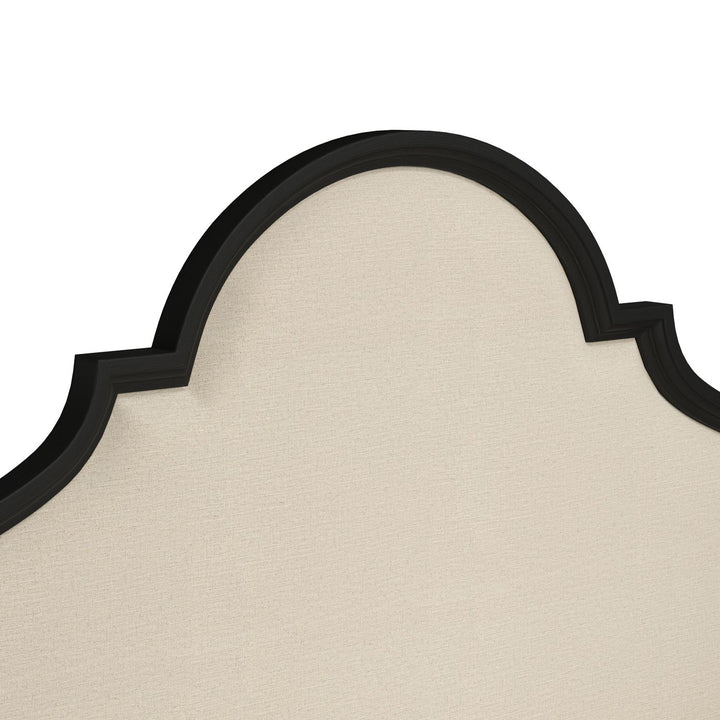 Atrium Upholstered King Bed — hand rubbed black with undertones of brown
