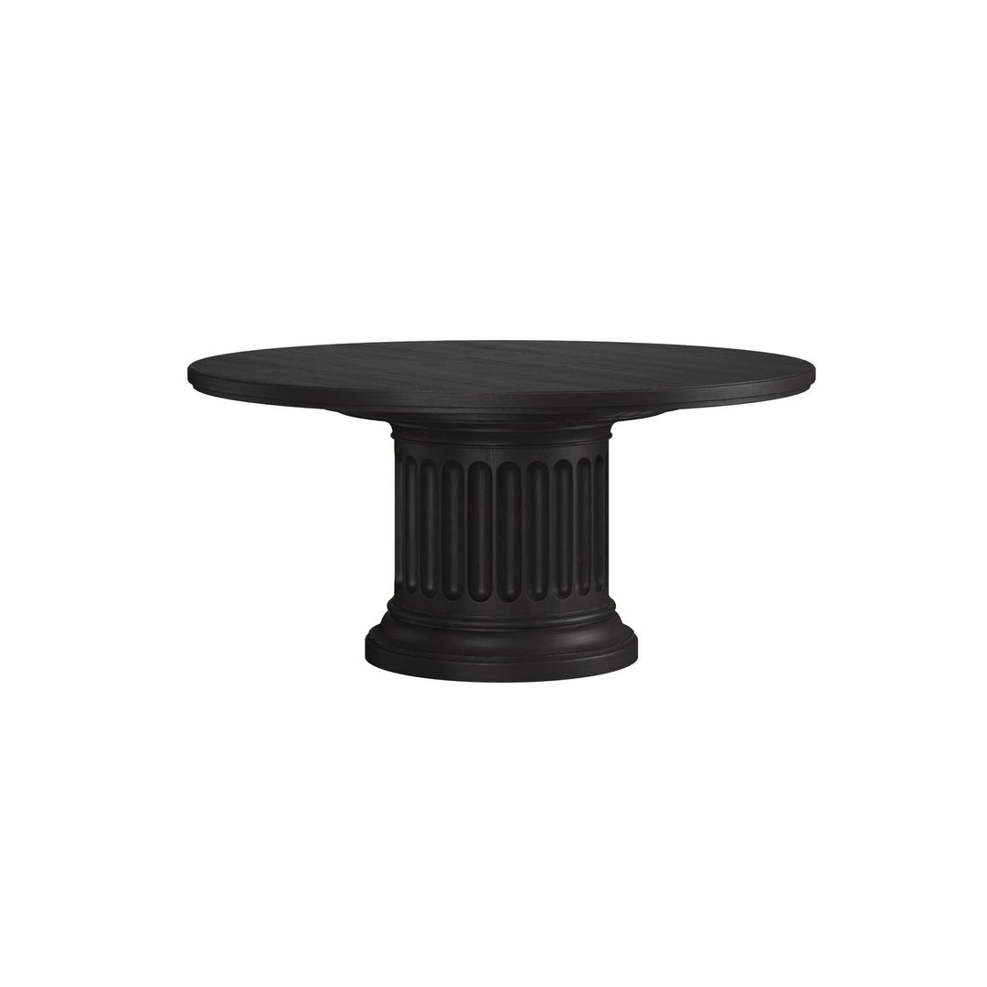 Atrium Round Dining Table — hand rubbed black with undertones of brown
