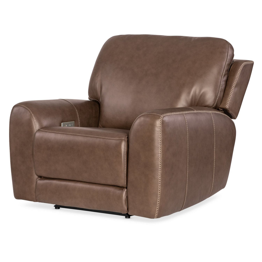 Additional view of Torres Power Recliner w/Power Headrest in medium brown and mocha brown.