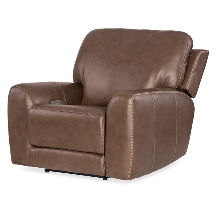 Additional view of Torres Power Recliner w/Power Headrest in medium brown and mocha brown.