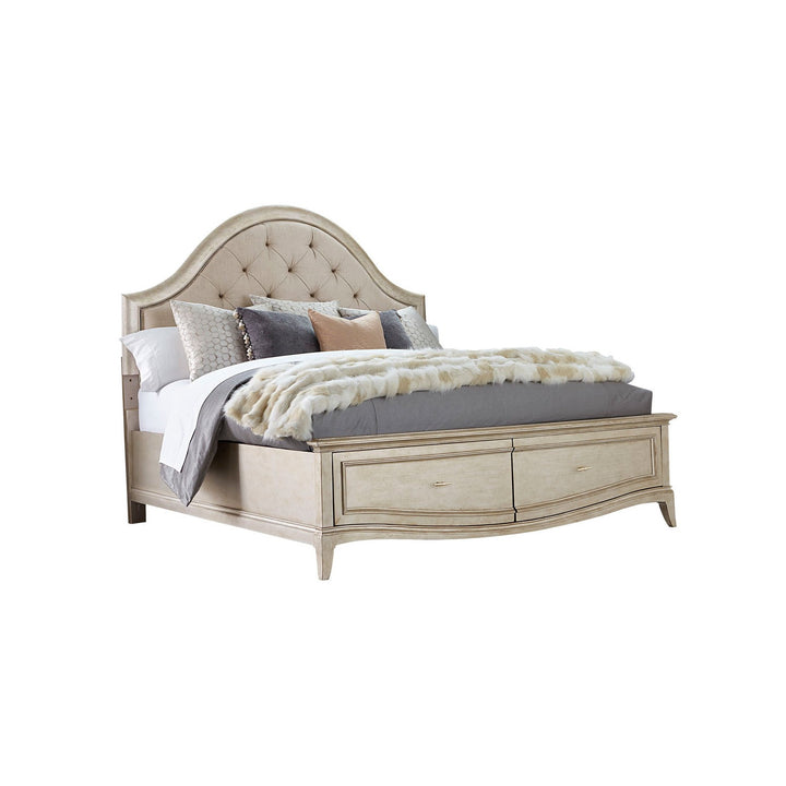 Starlite Queen Upholstered Panel Bed with Storage - Silver