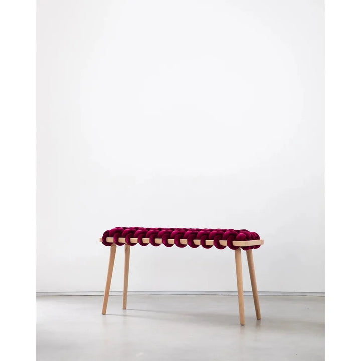 Benches Burgandy Velvet Woven Bench