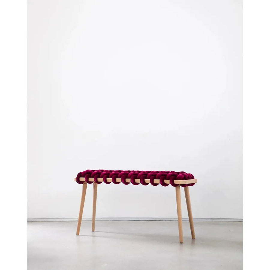 Benches Burgandy Velvet Woven Bench
