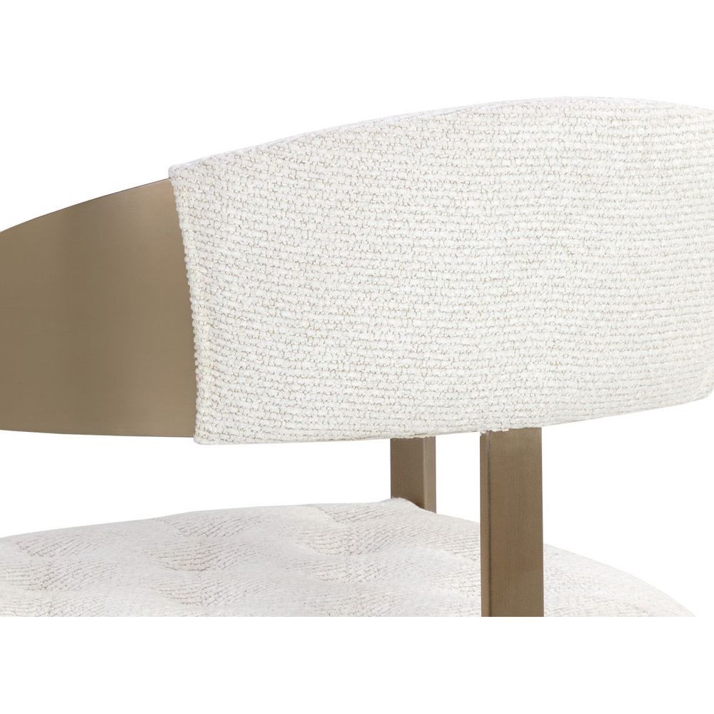 Beaumont Dining Armchair - Antique Brass - Rhea Light Barley