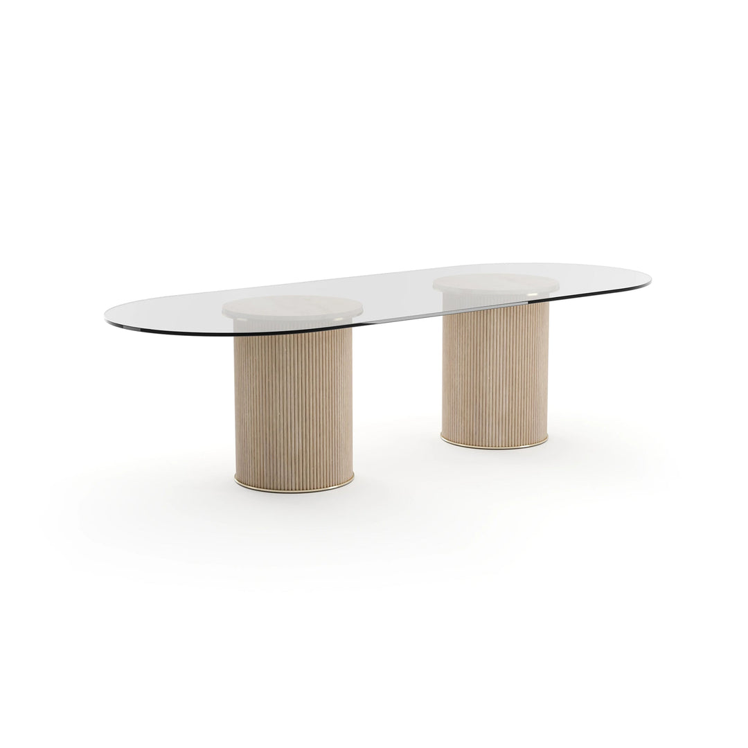 Rhythm Oval Glass Top Dining Table - image 2