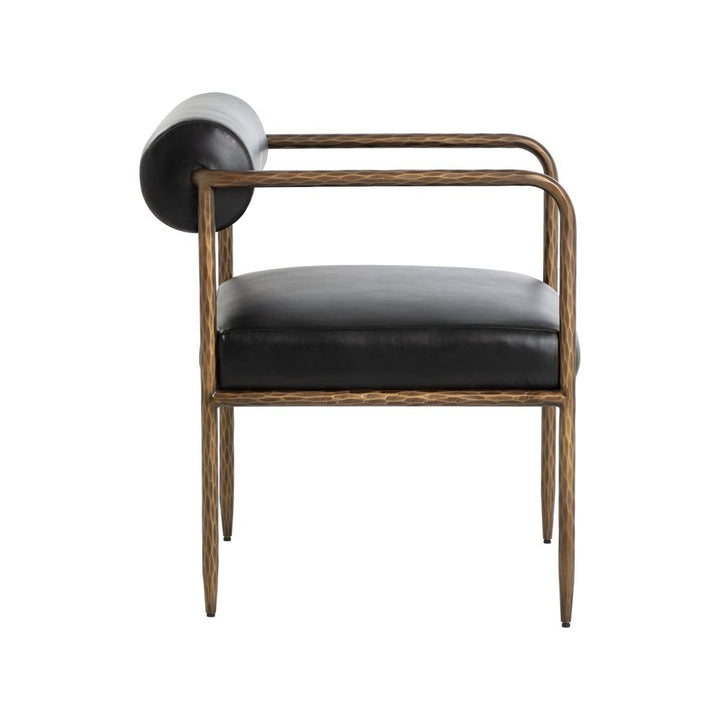 Ajani Dining Armchair - Charcoal Black Leather