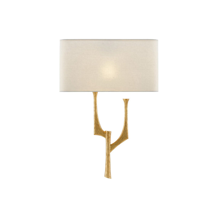 Bodnant Gold Wall Sconce, White Shade, Left