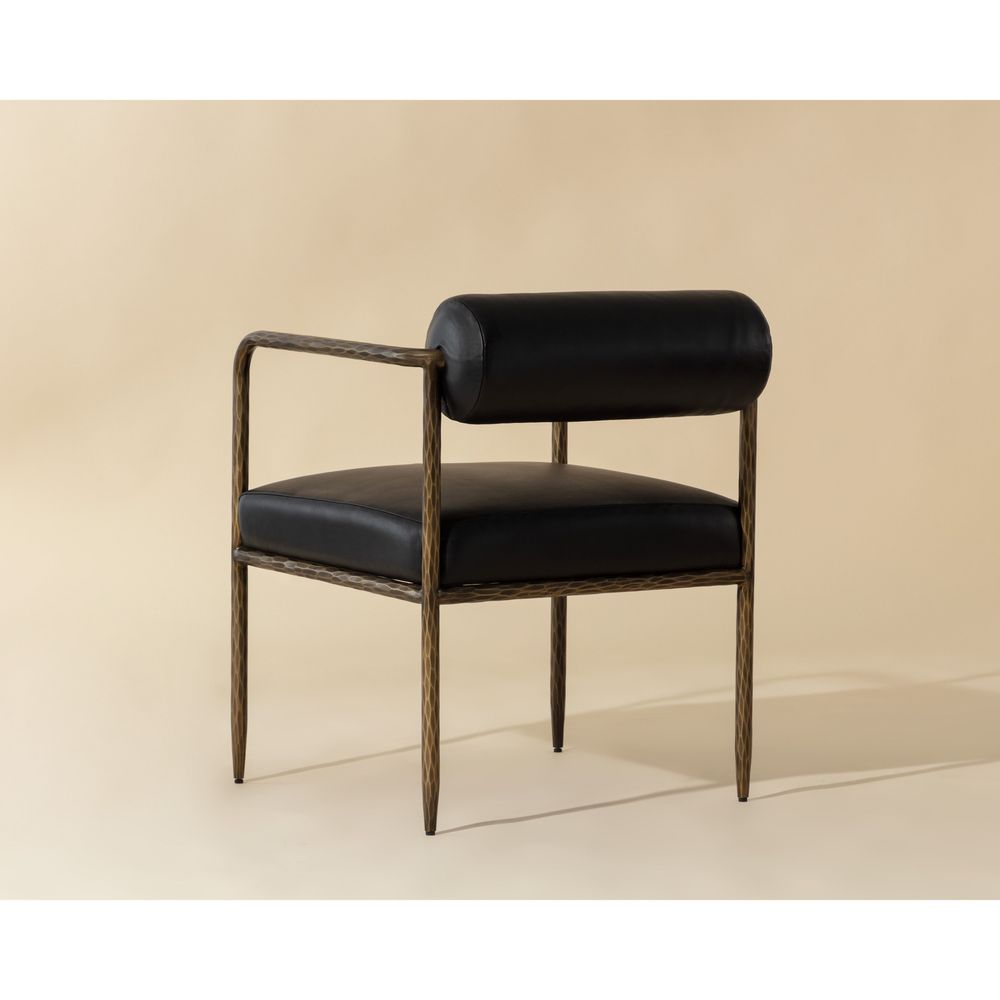 Dining Chairs Ajani Dining Armchair - Charcoal Black Leather