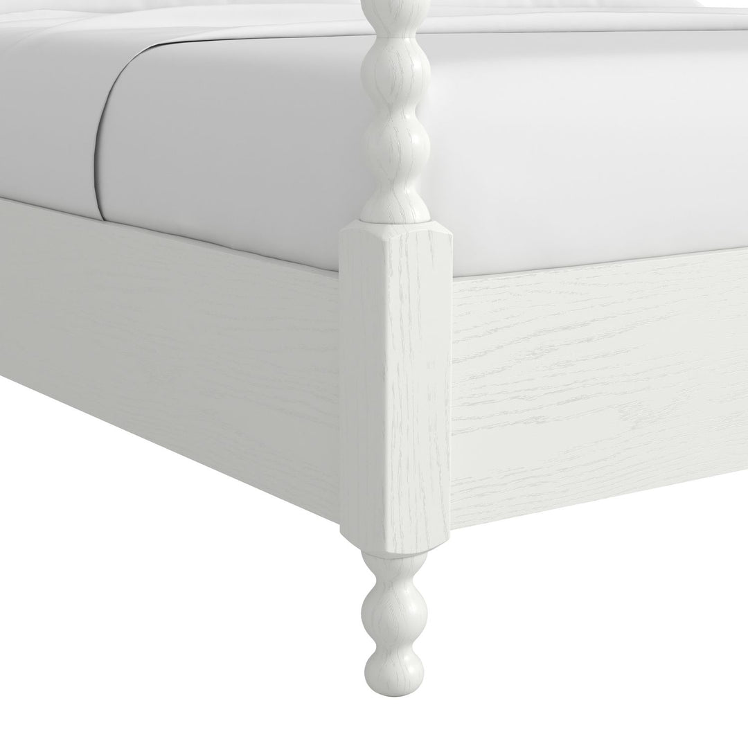 Haven King Upholstered Canopy Poster Bed — Warm White