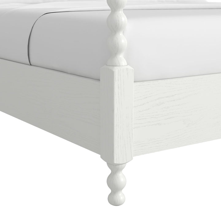 Haven King Upholstered Canopy Poster Bed — Warm White