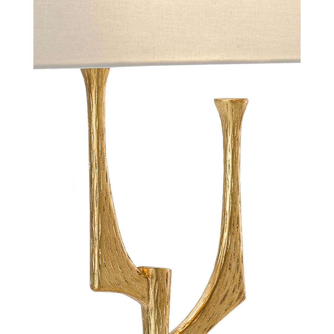 Bodnant Gold Wall Sconce, White Shade, Left