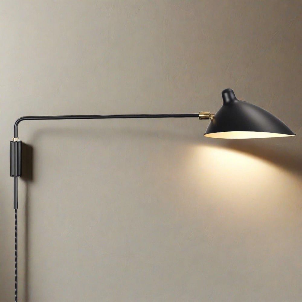 Mid Century Serge Rotating Wall Sconce-France & Son-LBW018BLK-Wall Lighting-1-France and Son