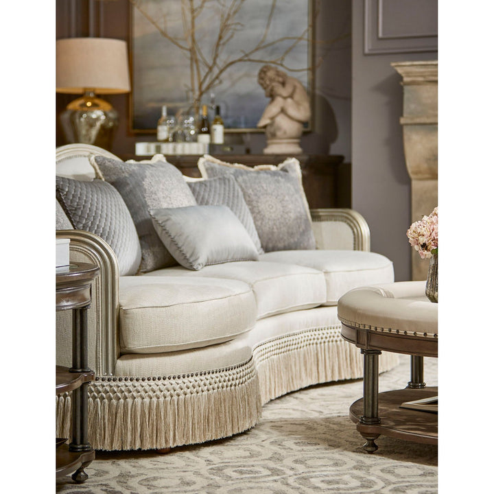 Giovanna Bezel Sofa - White, Silver