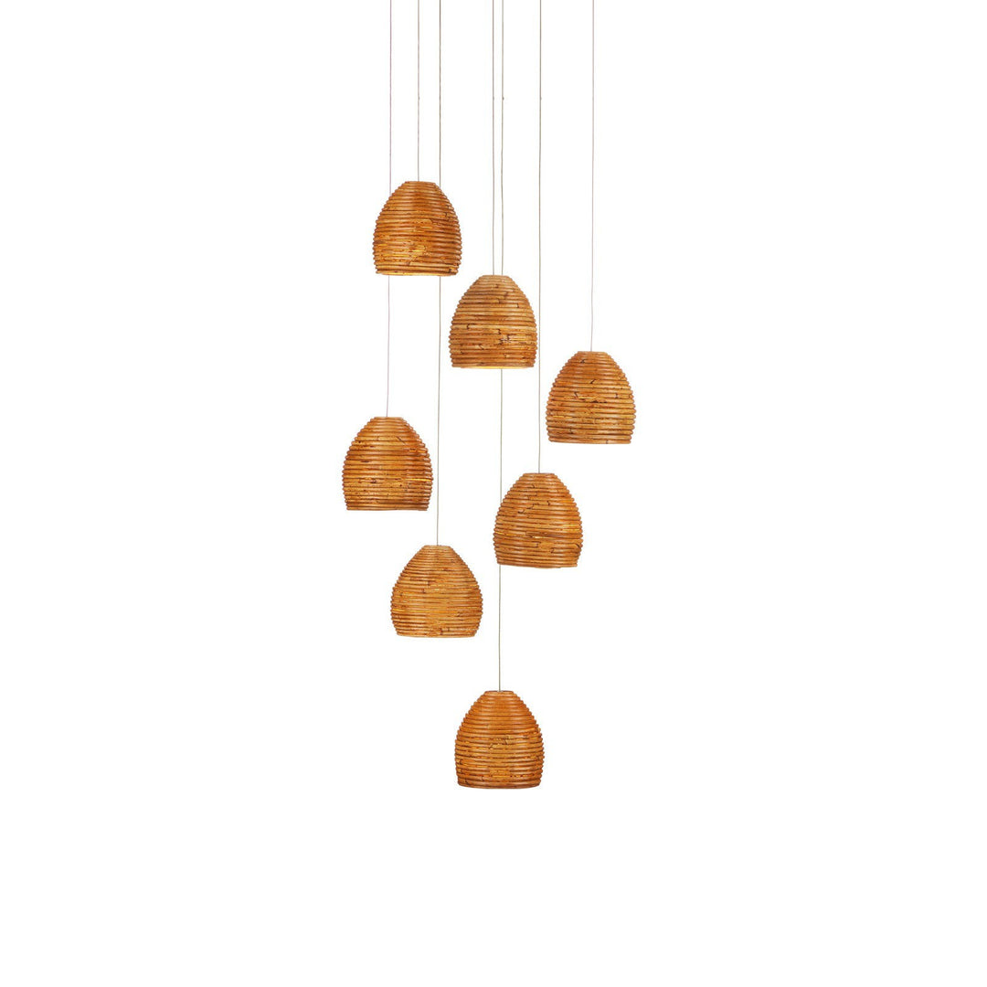 Beehive 7-Light Round Multi-Drop Pendant