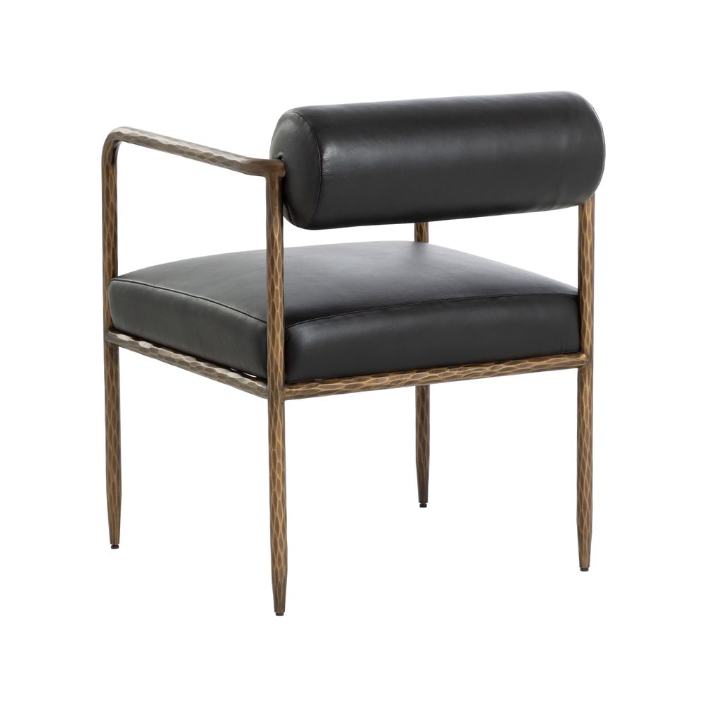Ajani Dining Armchair - Charcoal Black Leather