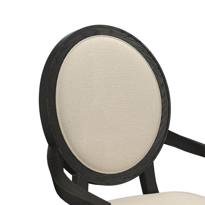 Atrium Dining Armchair — hand rubbed black with undertones of brown