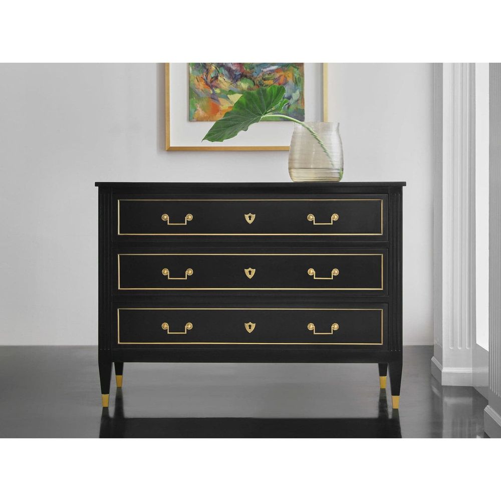 French Three Drawer Commode-Ebony – France & Son