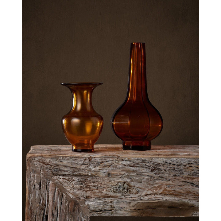 Amber & Gold Peking Stem Vase