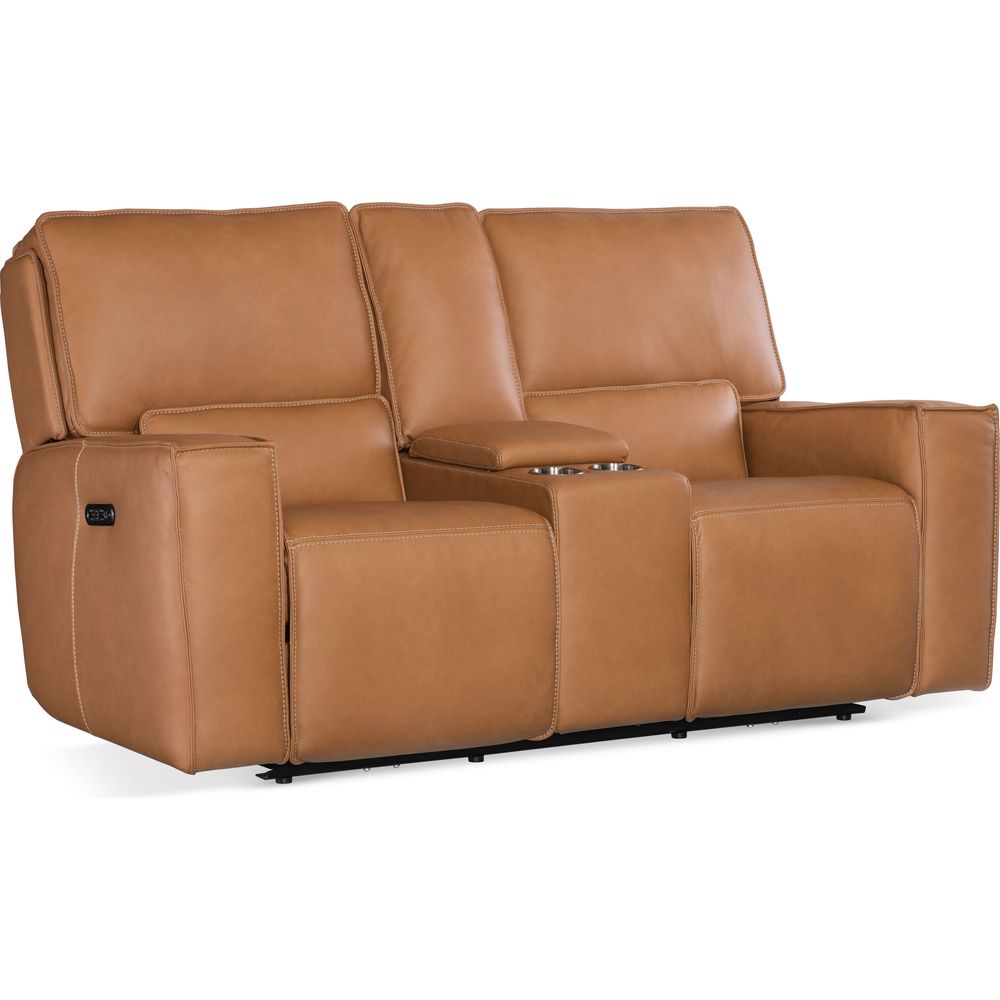 Sofas: Recliners Miles Zero Gravity Console Loveseat with Power Recline & Power Headrest - Brown