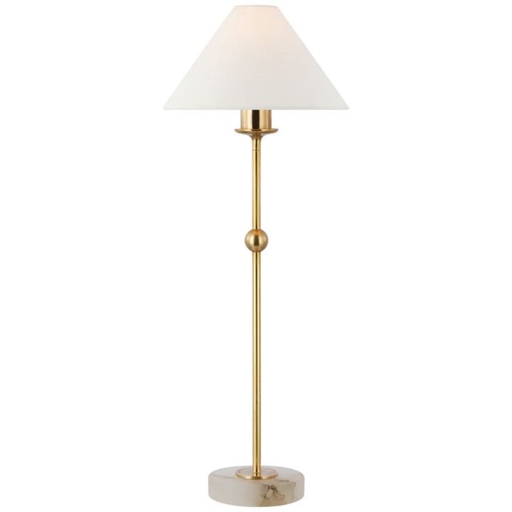 Casper Accent Lamp - Medium-Visual Comfort-VISUAL-CHA 8145AB/ALB-L-Floor LampsAntique-Burnished Brass and Alabaster-Linen Shade-1-France and Son