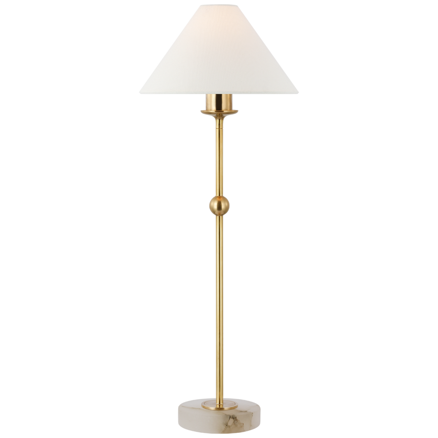 Casper Accent Lamp - Medium-Visual Comfort-VISUAL-CHA 8145AB/ALB-L-Floor LampsAntique-Burnished Brass and Alabaster-Linen Shade-1-France and Son