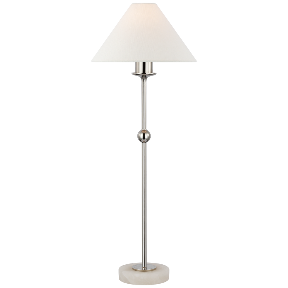 Casper Accent Lamp - Medium-Visual Comfort-VISUAL-CHA 8145PN/ALB-L-Floor LampsPolished Nickel and Alabaster-Linen Shade-2-France and Son