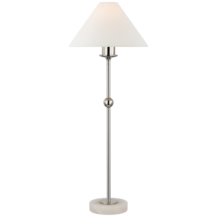 Casper Accent Lamp - Medium-Visual Comfort-VISUAL-CHA 8145PN/ALB-L-Floor LampsPolished Nickel and Alabaster-Linen Shade-2-France and Son