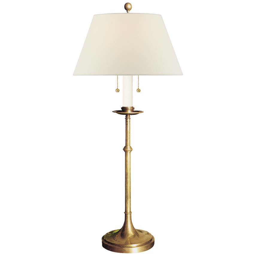 Doncaster Club Table Lamp-Visual Comfort-VISUAL-CHA 8188AB-L-Table LampsAntique-Burnished Brass/Linen Shade-2-France and Son