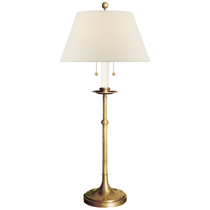 Doncaster Club Table Lamp-Visual Comfort-VISUAL-CHA 8188AB-L-Table LampsAntique-Burnished Brass/Linen Shade-2-France and Son