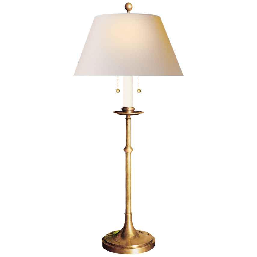 Doncaster Club Table Lamp-Visual Comfort-VISUAL-CHA 8188AB-NP-Table LampsAntique-Burnished Brass/Natural Paper Shade-3-France and Son