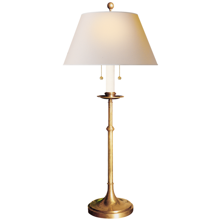 Doncaster Club Table Lamp-Visual Comfort-VISUAL-CHA 8188AB-NP-Table LampsAntique-Burnished Brass/Natural Paper Shade-3-France and Son