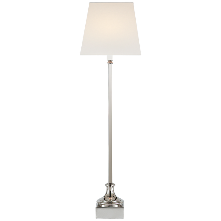 Cedar Buffet Lamp-Visual Comfort-VISUAL-CHA 8315PN-L-Table LampsPolished Nickel / Linen Shade-7-France and Son