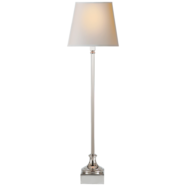 Cedar Buffet Lamp-Visual Comfort-VISUAL-CHA 8315PN-NP-Table LampsPolished Nickel / Natural Paper Shade-8-France and Son