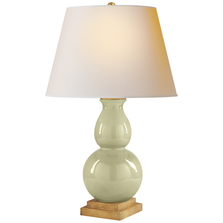 Guardian Form Small Table Lamp-Visual Comfort-VISUAL-CHA 8613CC-NP-Table LampsCeladon Crackle-Natural Paper Shade-2-France and Son