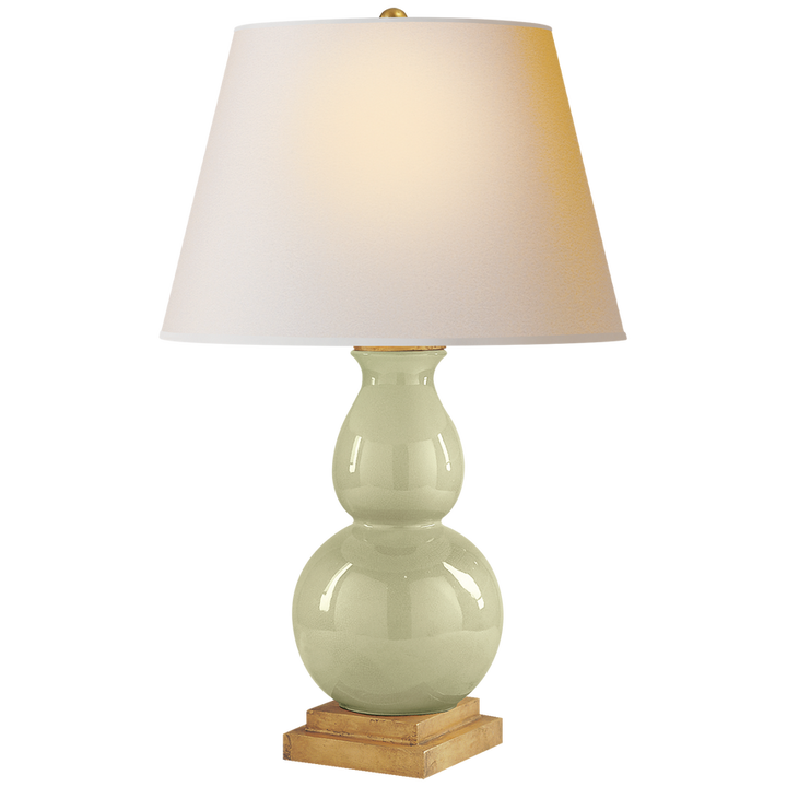 Guardian Form Small Table Lamp-Visual Comfort-VISUAL-CHA 8613CC-NP-Table LampsCeladon Crackle-Natural Paper Shade-2-France and Son