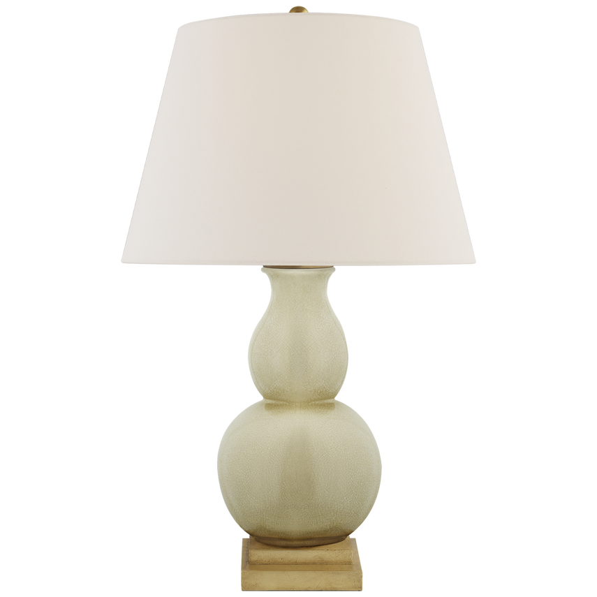 Guardian Form Small Table Lamp-Visual Comfort-VISUAL-CHA 8613TS-L-Table LampsTea Stain Crackle-Linen Shade-3-France and Son