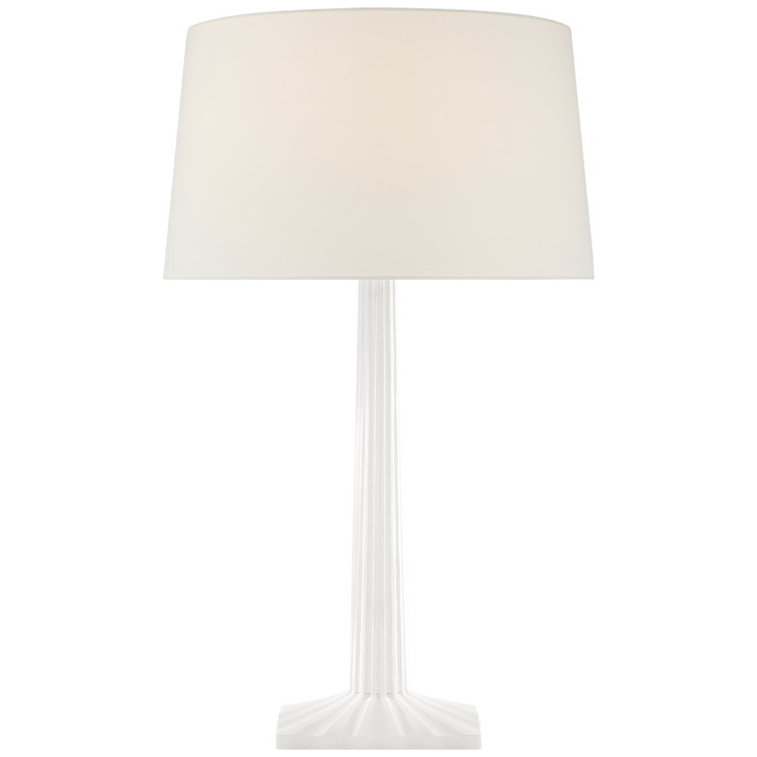 Suzan Fluted Column Table Lamp-Visual Comfort-VISUAL-CHA 8707WHT-L-Table LampsPlaster White-Linen Shades-6-France and Son